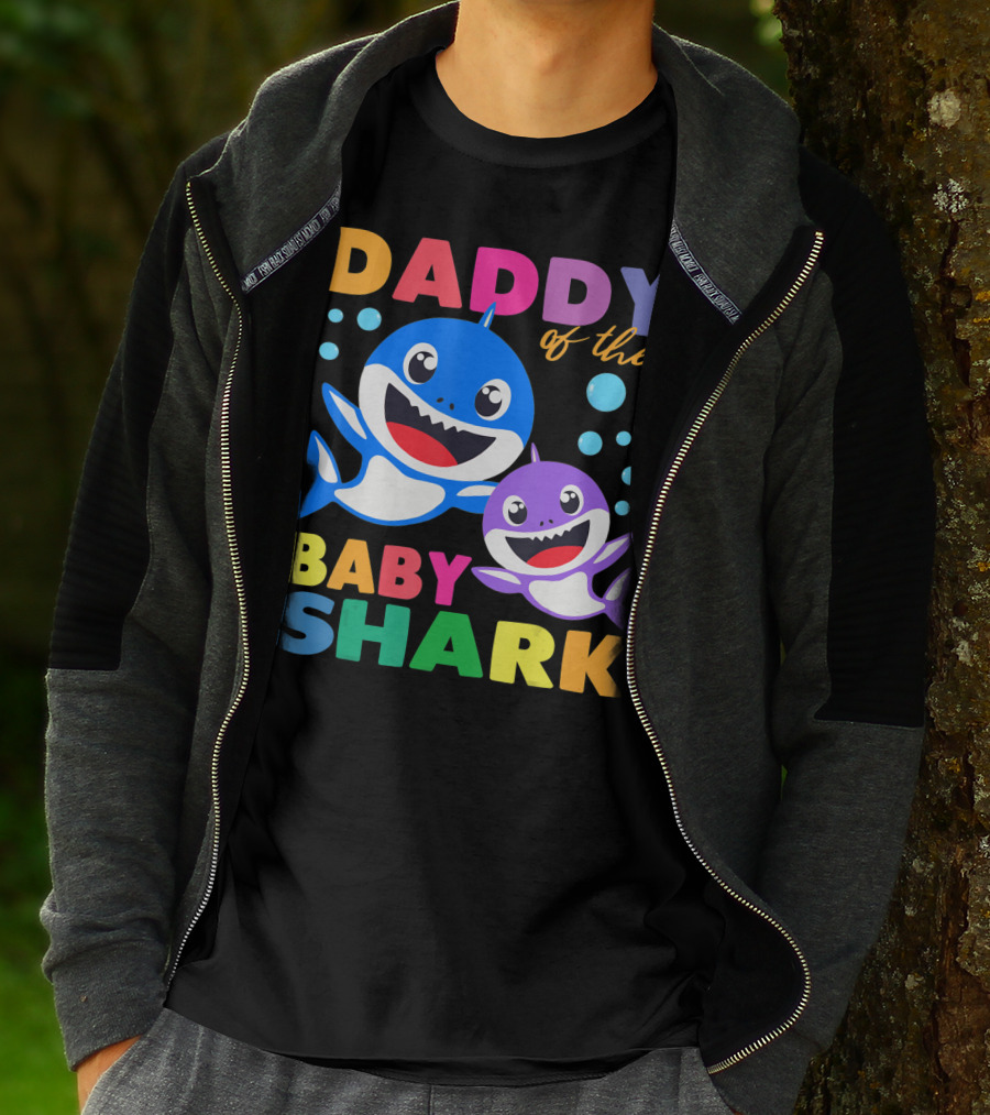 Daddy Of The Baby Shark Birthday Boy Girl Kids Daddy Shark T-Shirt