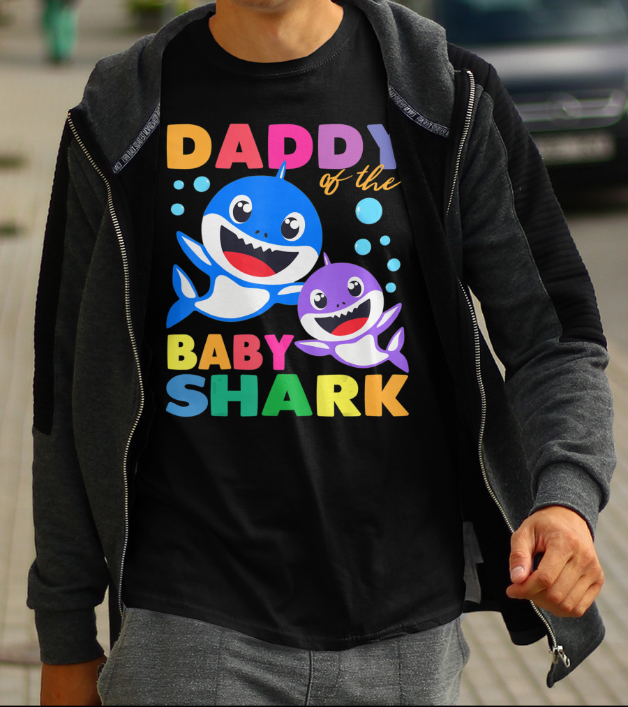 Daddy Of The Baby Shark Birthday Boy Girl Kids Daddy Shark T-Shirt