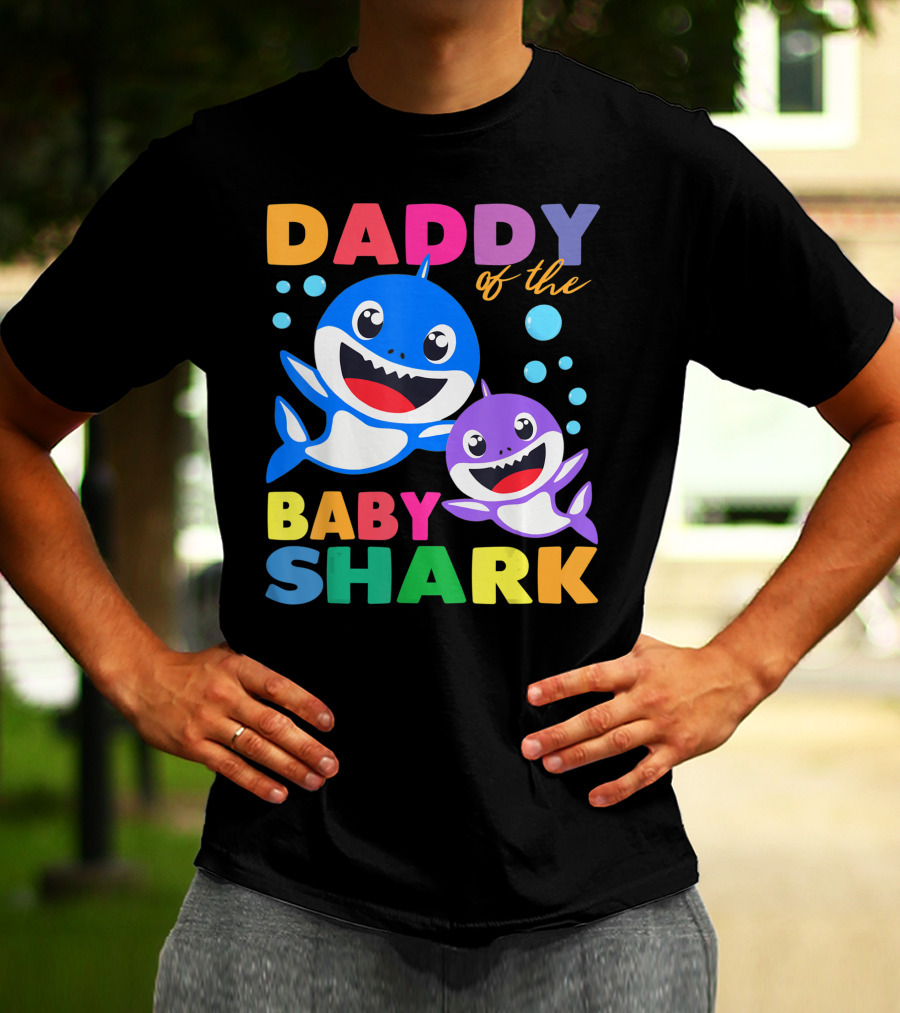 Daddy Of The Baby Shark Birthday Boy Girl Kids Daddy Shark T-Shirt