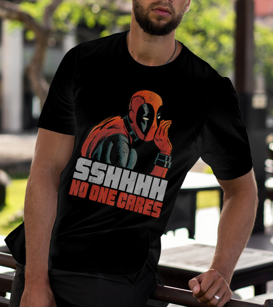 Marvel Deadpool Sshhhh No One Cares Whisper T-Shirt