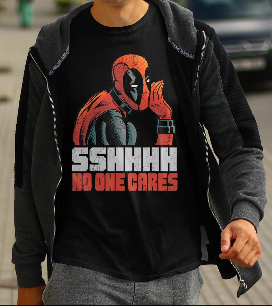 Marvel Deadpool Sshhhh No One Cares Whisper T-Shirt