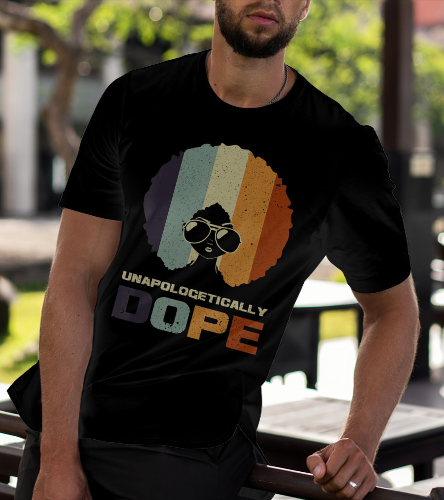 Unapologetically Dope Afro Rainbow Stripes Sunglasses T-Shirt