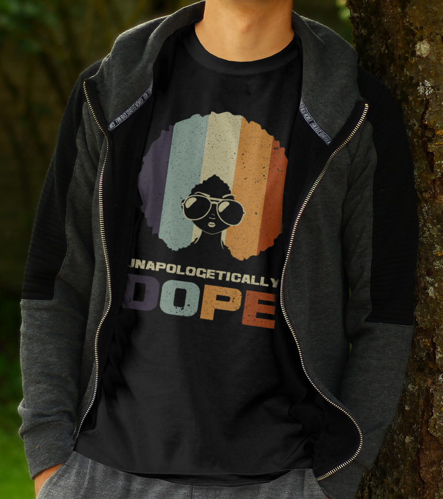 Unapologetically Dope Afro Rainbow Stripes Sunglasses T-Shirt