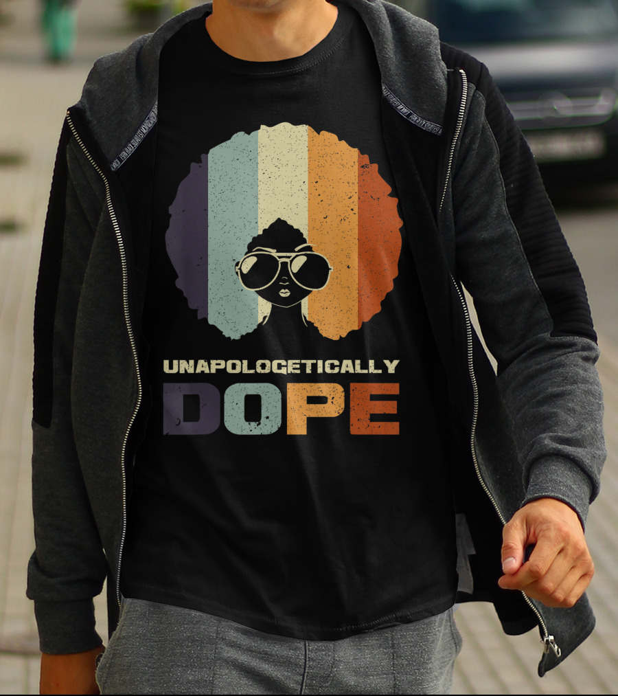 Unapologetically Dope Afro Rainbow Stripes Sunglasses T-Shirt