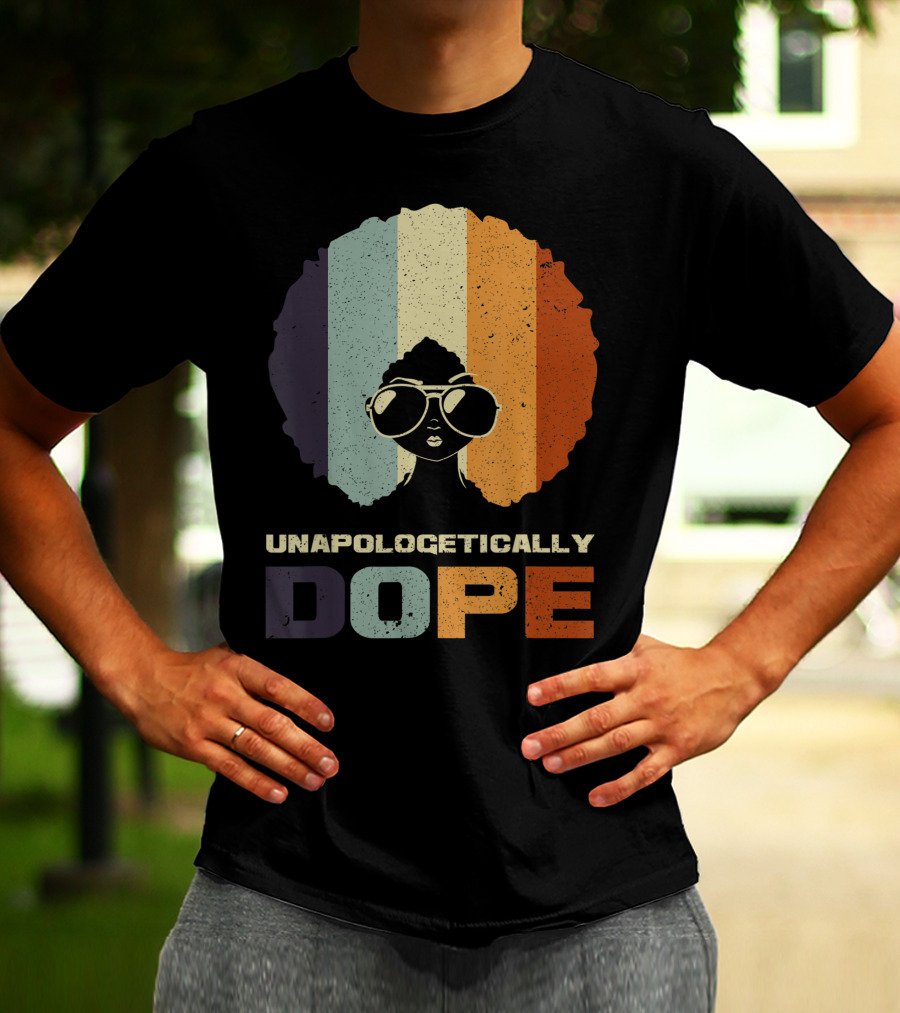 Unapologetically Dope Afro Rainbow Stripes Sunglasses T-Shirt