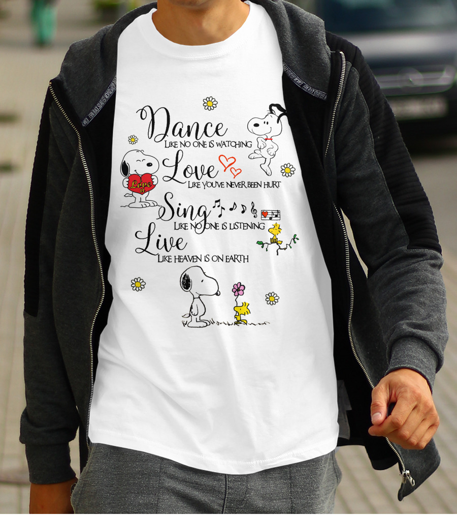 Dance Love Sing Live Snoopy Woodstock T-Shirt