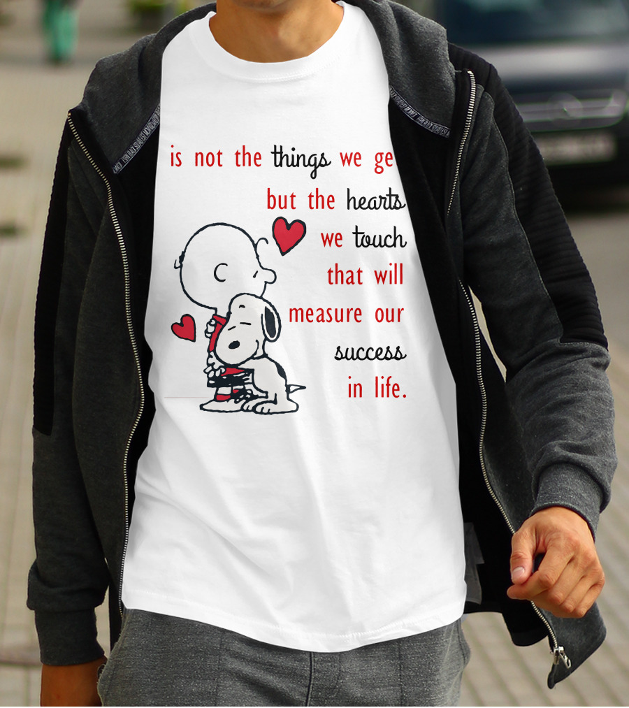 Charlie Brown Snoopy Hug Hearts Measure Success In Life T-Shirt