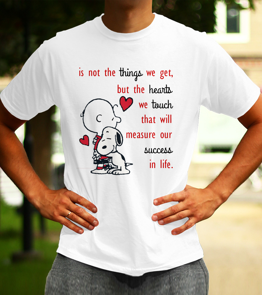 Charlie Brown Snoopy Hug Hearts Measure Success In Life T-Shirt