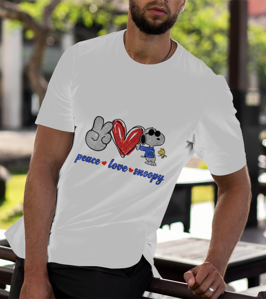 Peace Love Snoopy Woodstock Cool Joe Retro T-Shirt