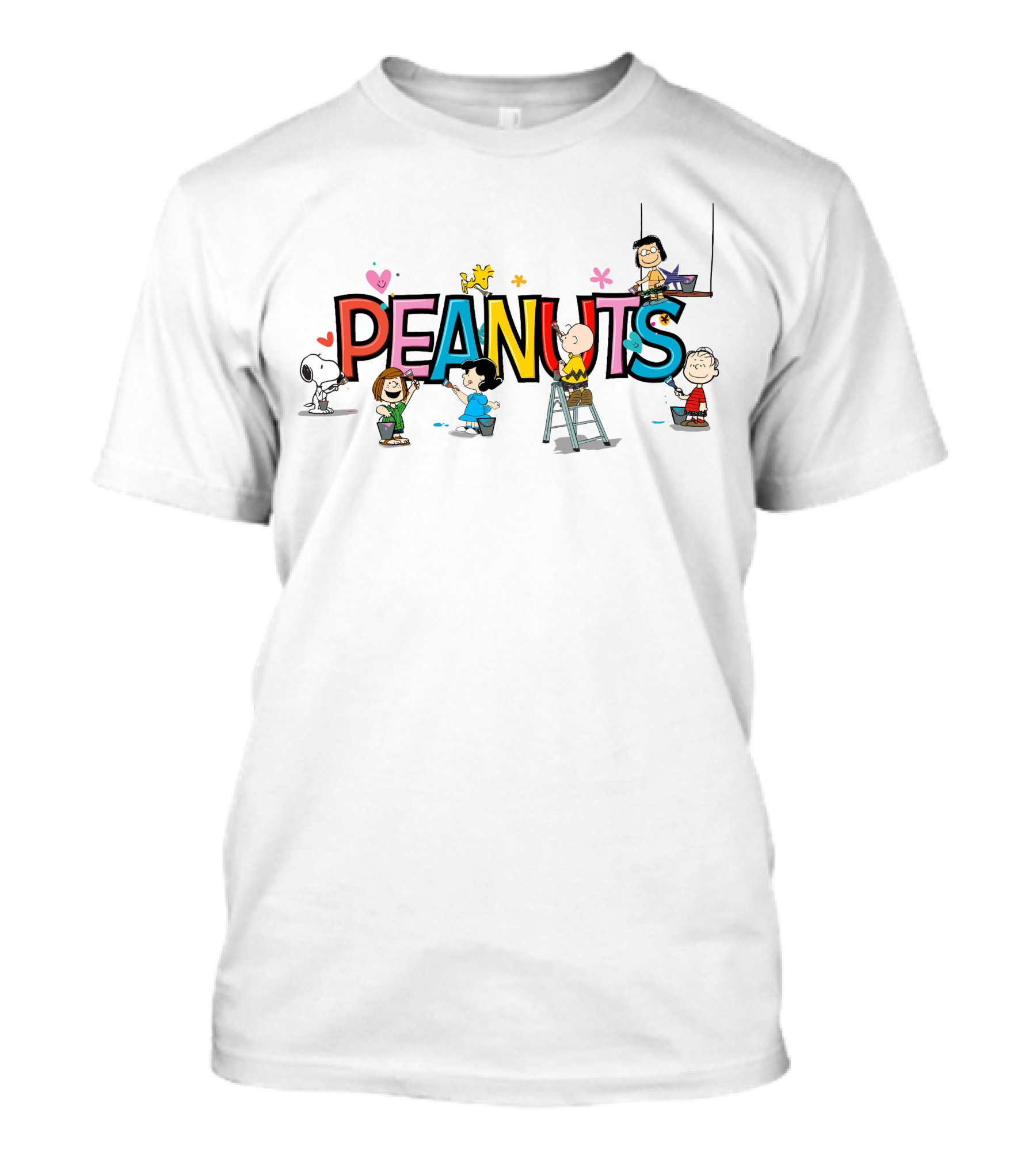 Peanuts Characters Painting Colorful Letters Charlie Brown Snoopy Lucy Linus Woodstock T-Shirt