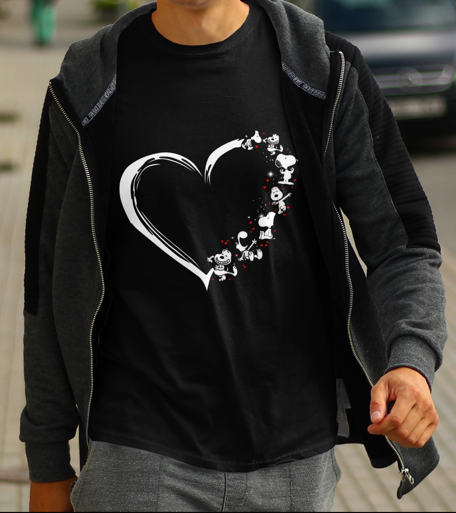 Heartsnop Peanuts Snoopy Heart Shape Love T-Shirt