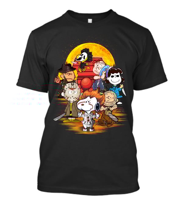 Horrorsnop Killer Cartoon Mashup Halloween Group With Mask And Knife T-Shirt