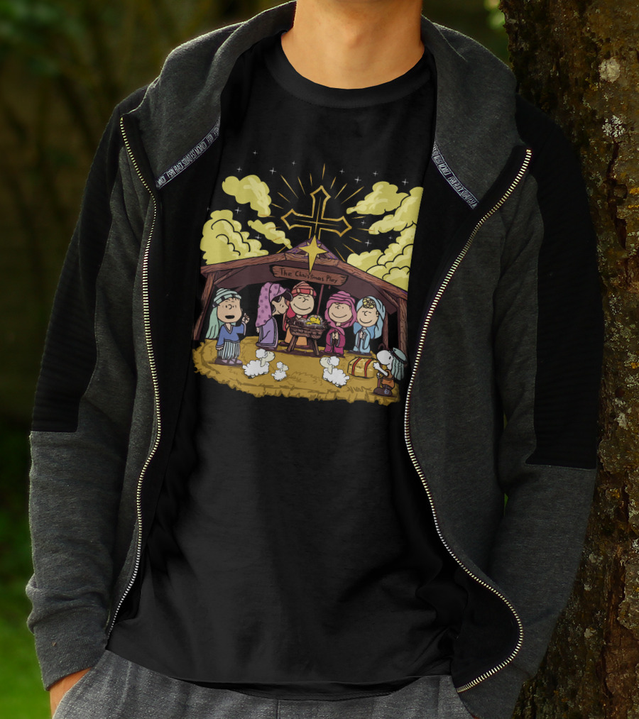 The Christmas Play Nativity Scene With Iconic Cartoon Characters T-Shirt