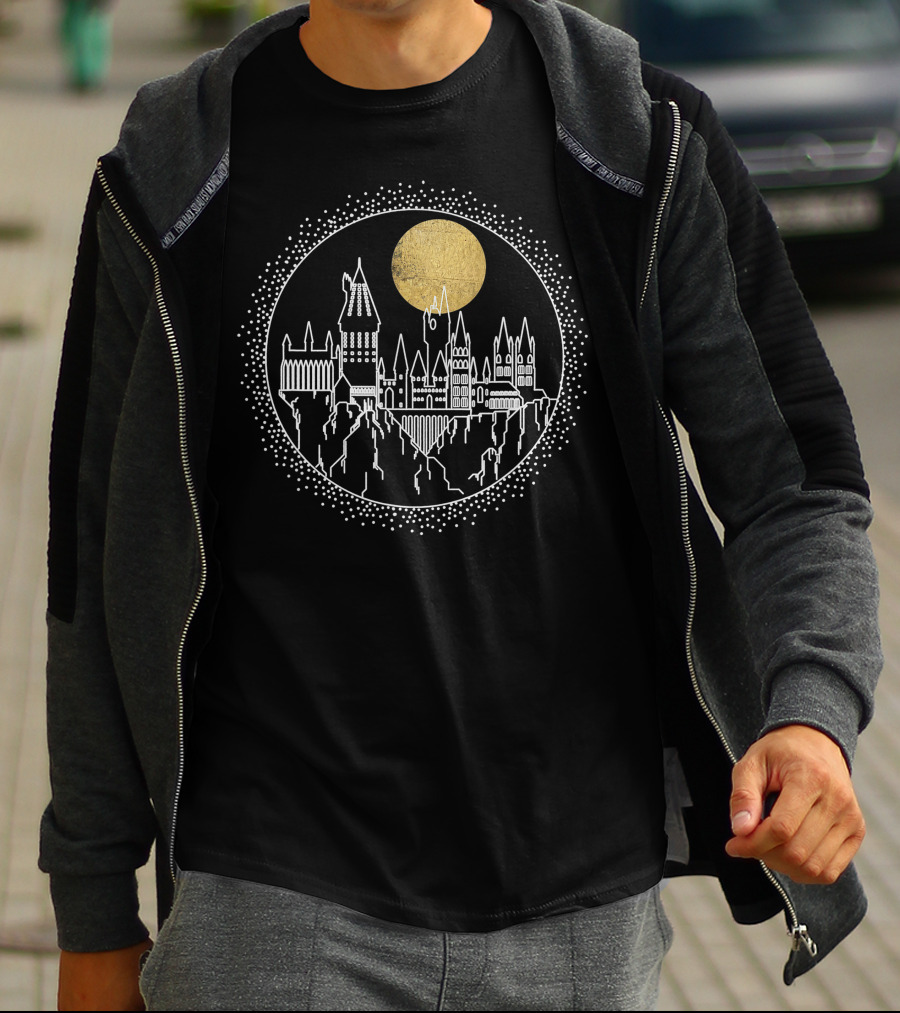 Hogwarts Castle Under Gold Moon Only Today T-Shirt