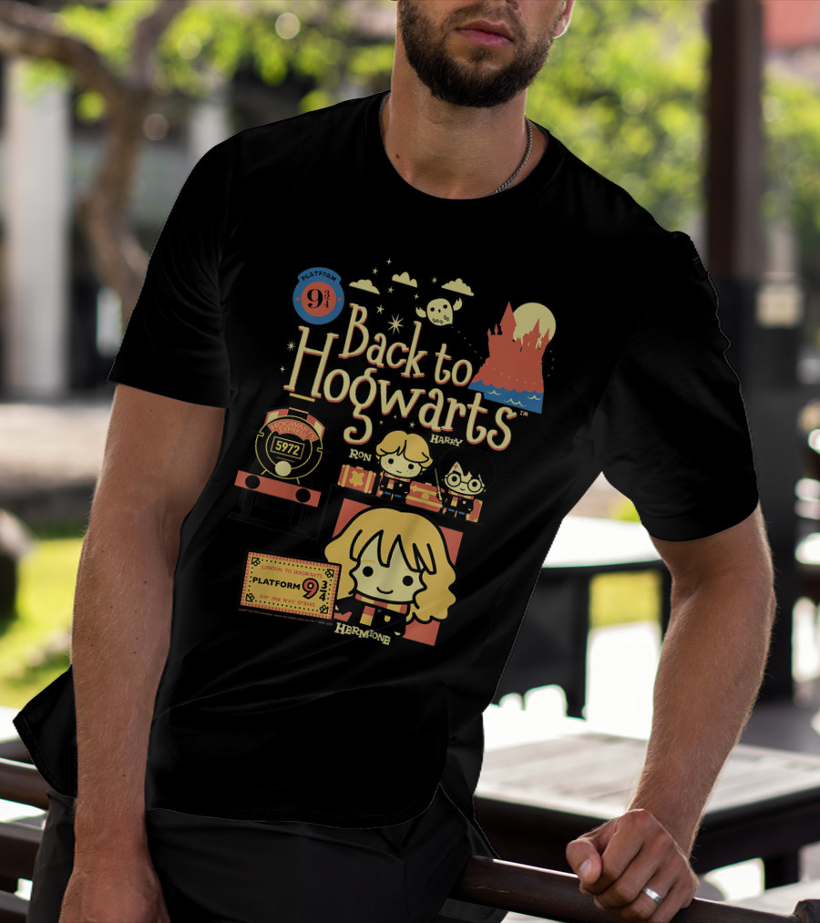 Back To Hogwarts Platform 9¾ Ron Harry Hermione 5972 London To Hogwarts Express T-Shirt