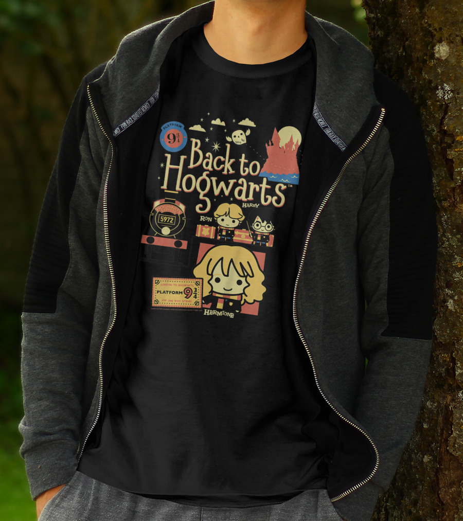 Back To Hogwarts Platform 9¾ Ron Harry Hermione 5972 London To Hogwarts Express T-Shirt