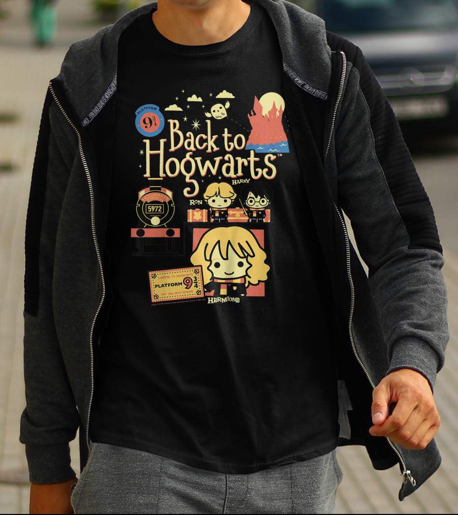 Back To Hogwarts Platform 9¾ Ron Harry Hermione 5972 London To Hogwarts Express T-Shirt