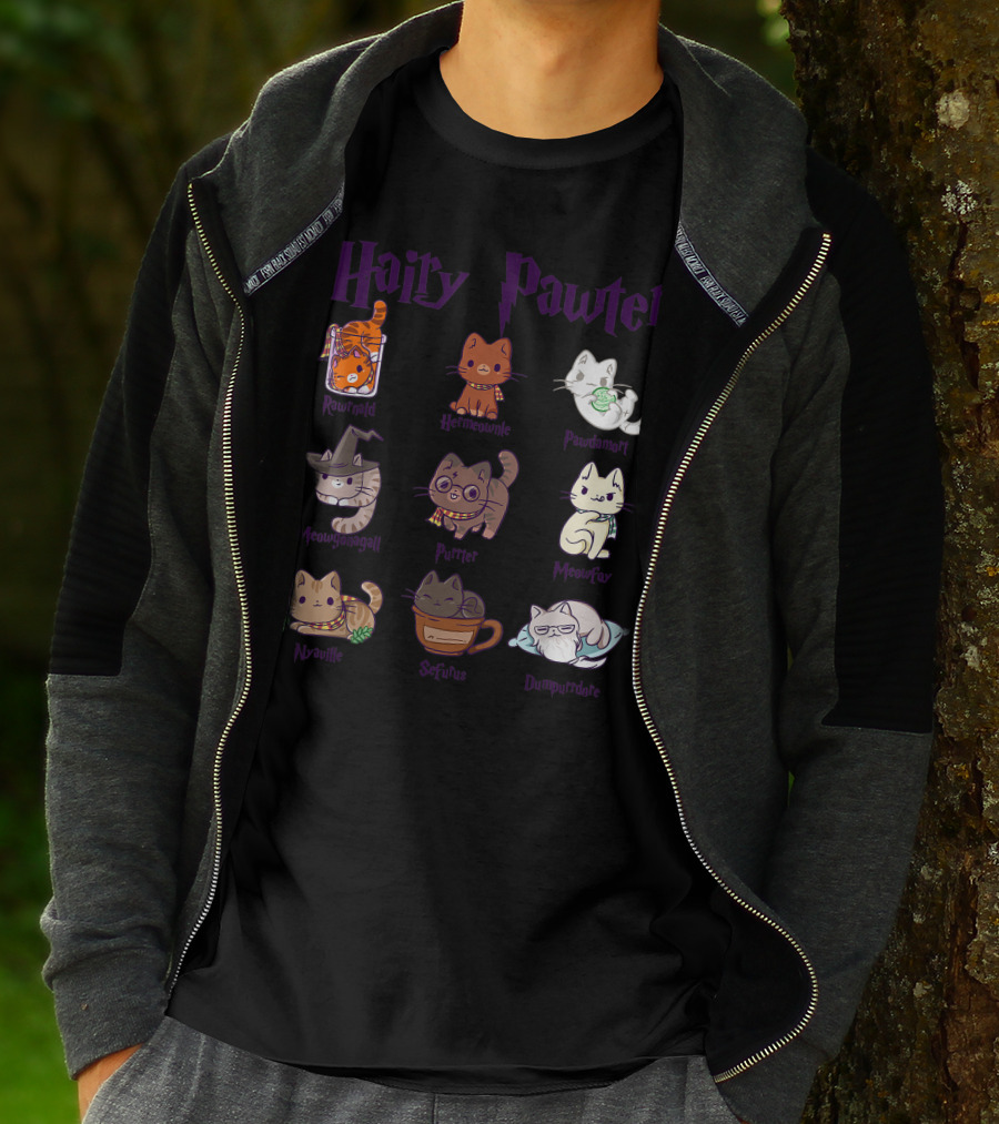 Hairy Pawter Only Today Ronmeow Hermioameow Hairpawt Purrger Mcgonagall Mewfoy Albus Dumblebore T-Shirt