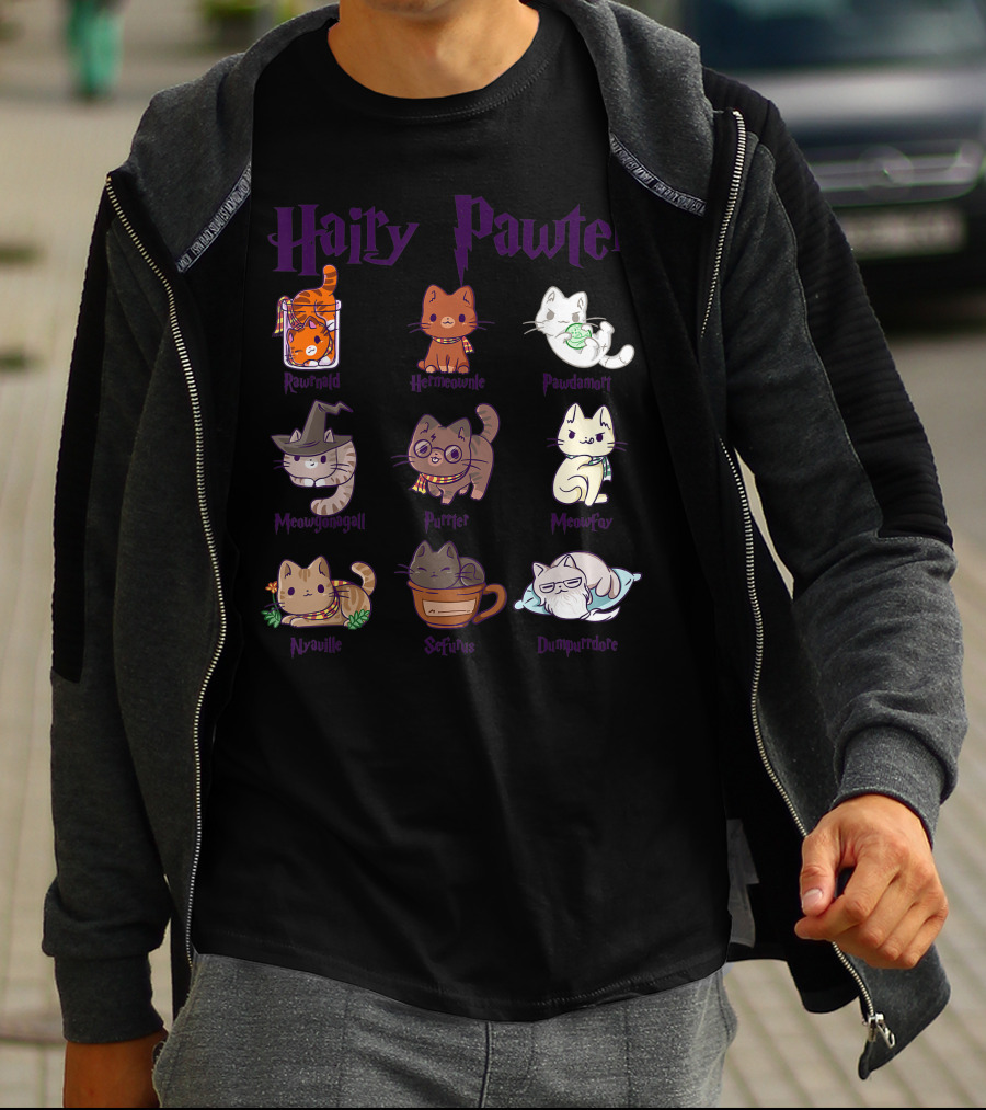 Hairy Pawter Only Today Ronmeow Hermioameow Hairpawt Purrger Mcgonagall Mewfoy Albus Dumblebore T-Shirt