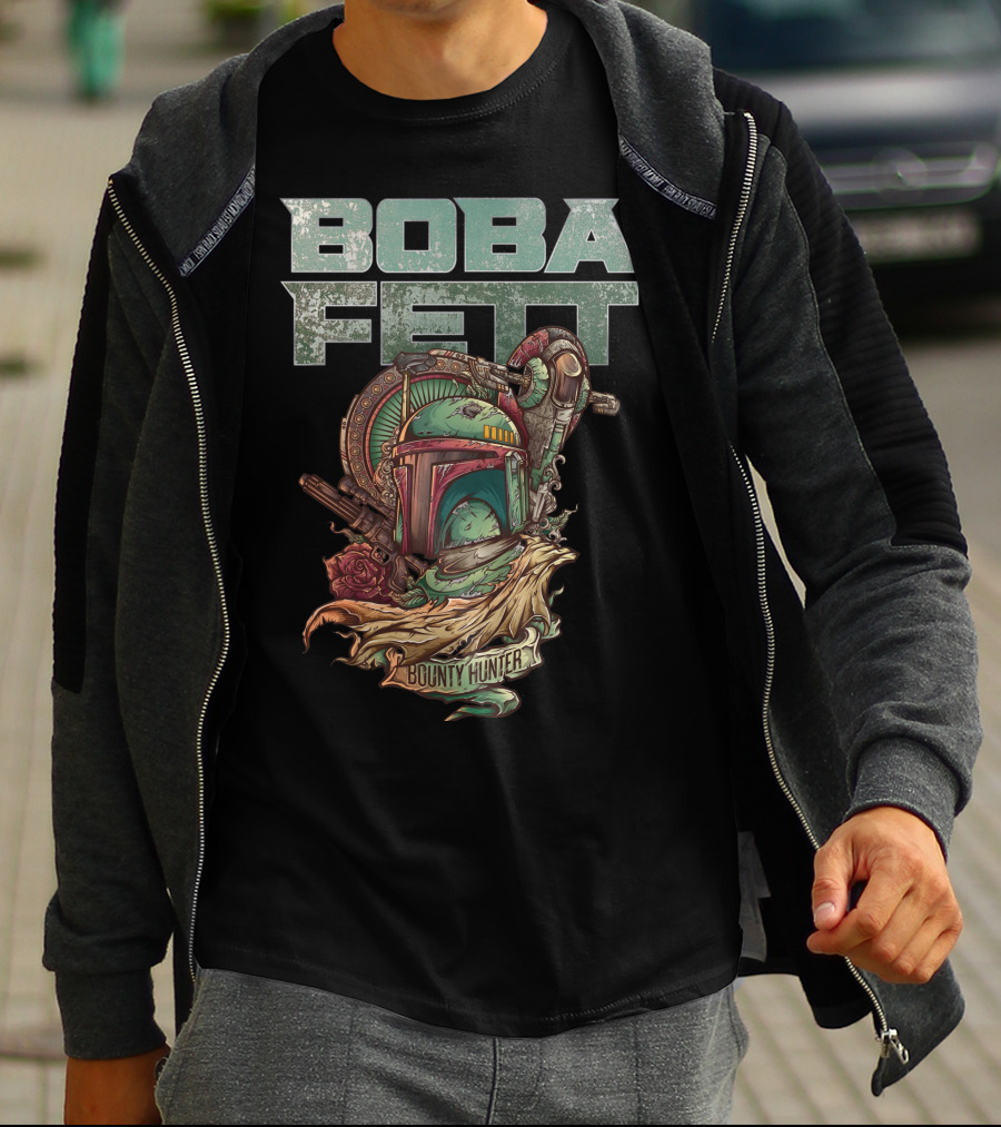 Boba Fett Bounty Hunter Vintage Helmet Artwork T-Shirt