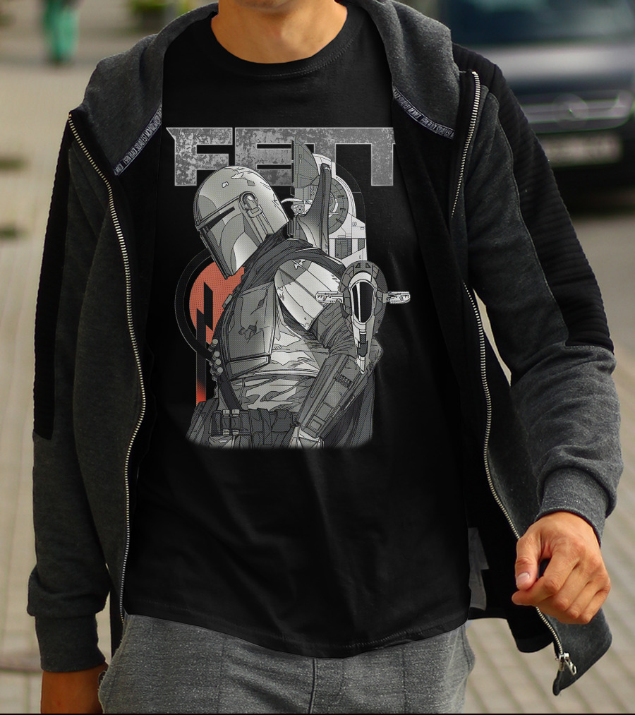 Fett Armor Star Wars Bounty Hunter Mandalorian Helmet And Ship T-Shirt
