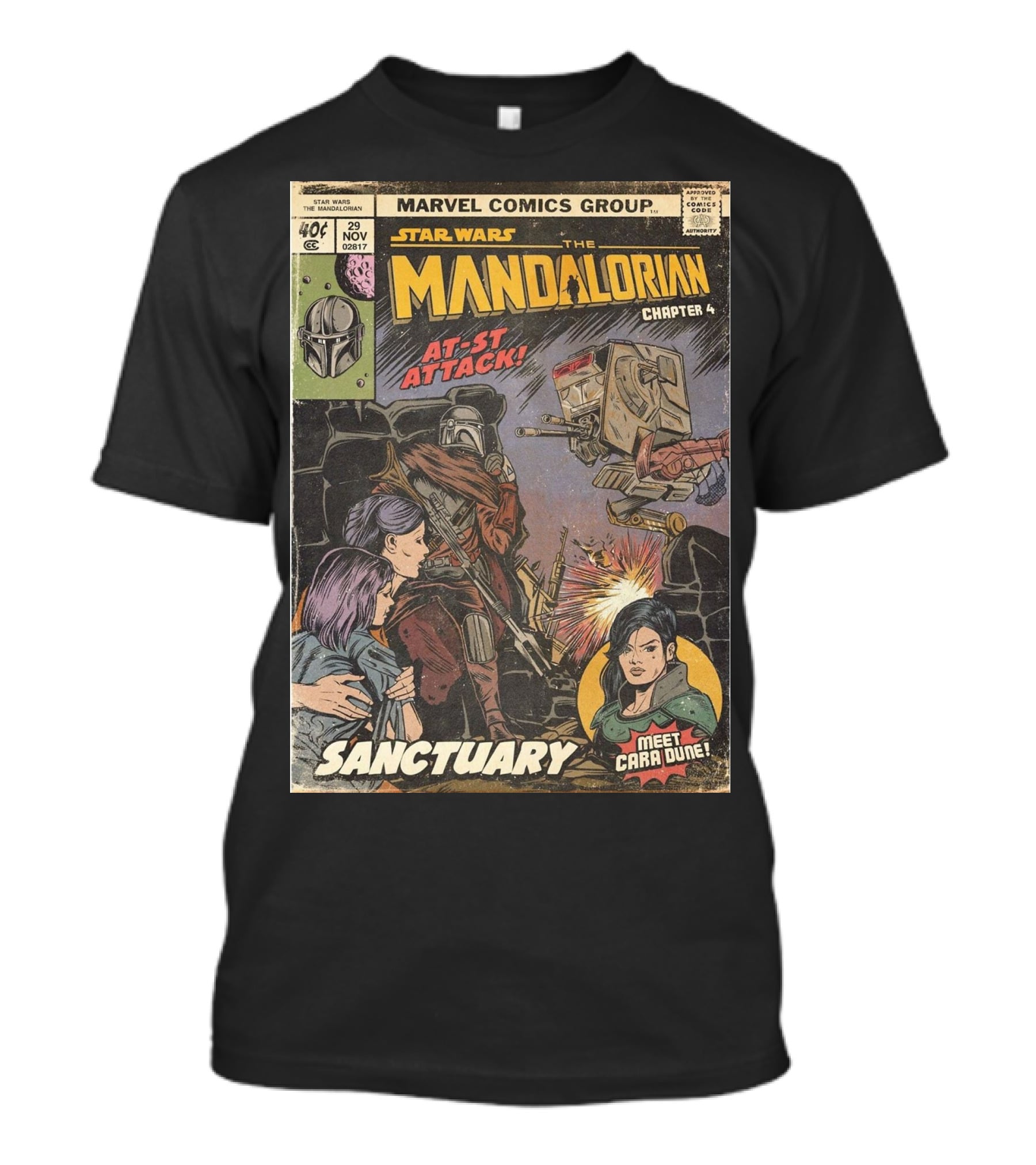 Marvel Comics Group Star Wars The Mandalorian Chapter 4 Sanctuary At-St Attack Meet Cara Dune T-Shirt
