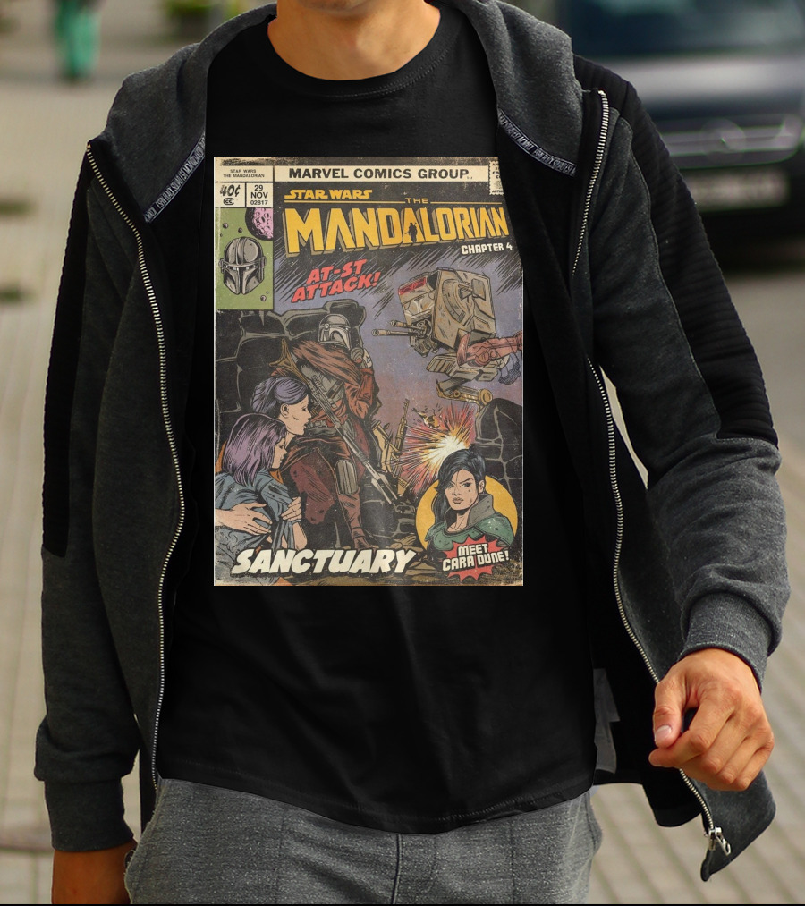 Marvel Comics Group Star Wars The Mandalorian Chapter 4 Sanctuary At-St Attack Meet Cara Dune T-Shirt