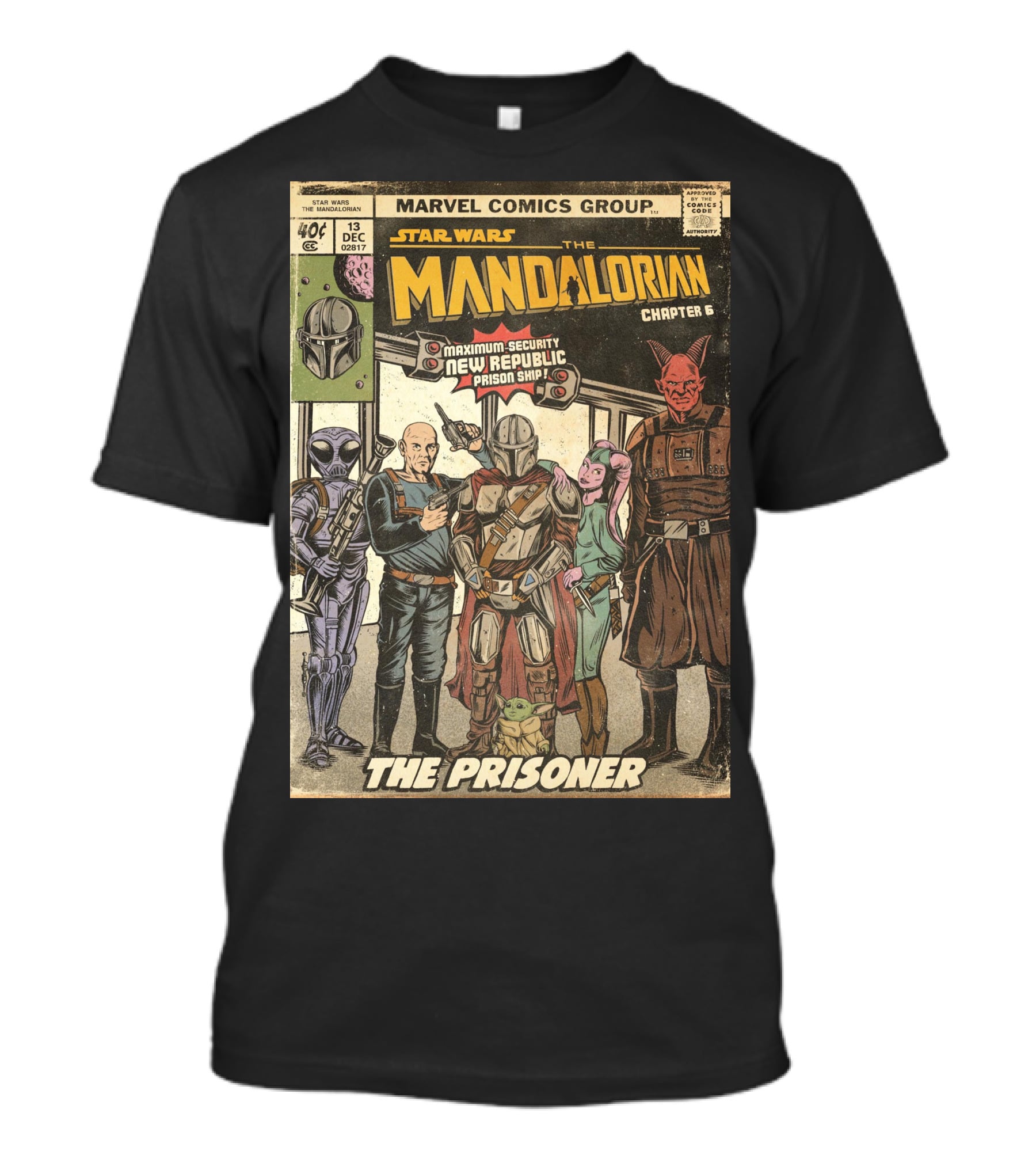 Star Wars The Mandalorian Chapter 6 Marvel Comics Group The Prisoner Maximum-Security New Republic Prison Ship T-Shirt