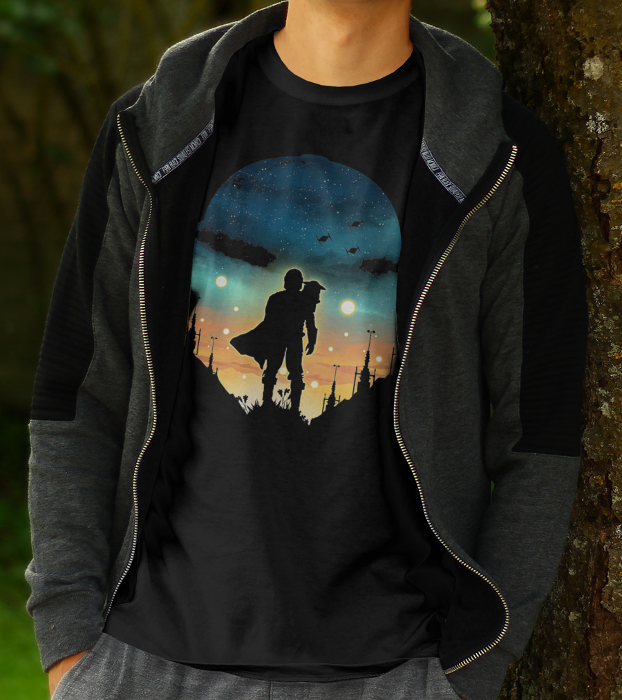 Only Today Lone Mandalorian Starry Sunset Adventure T-Shirt