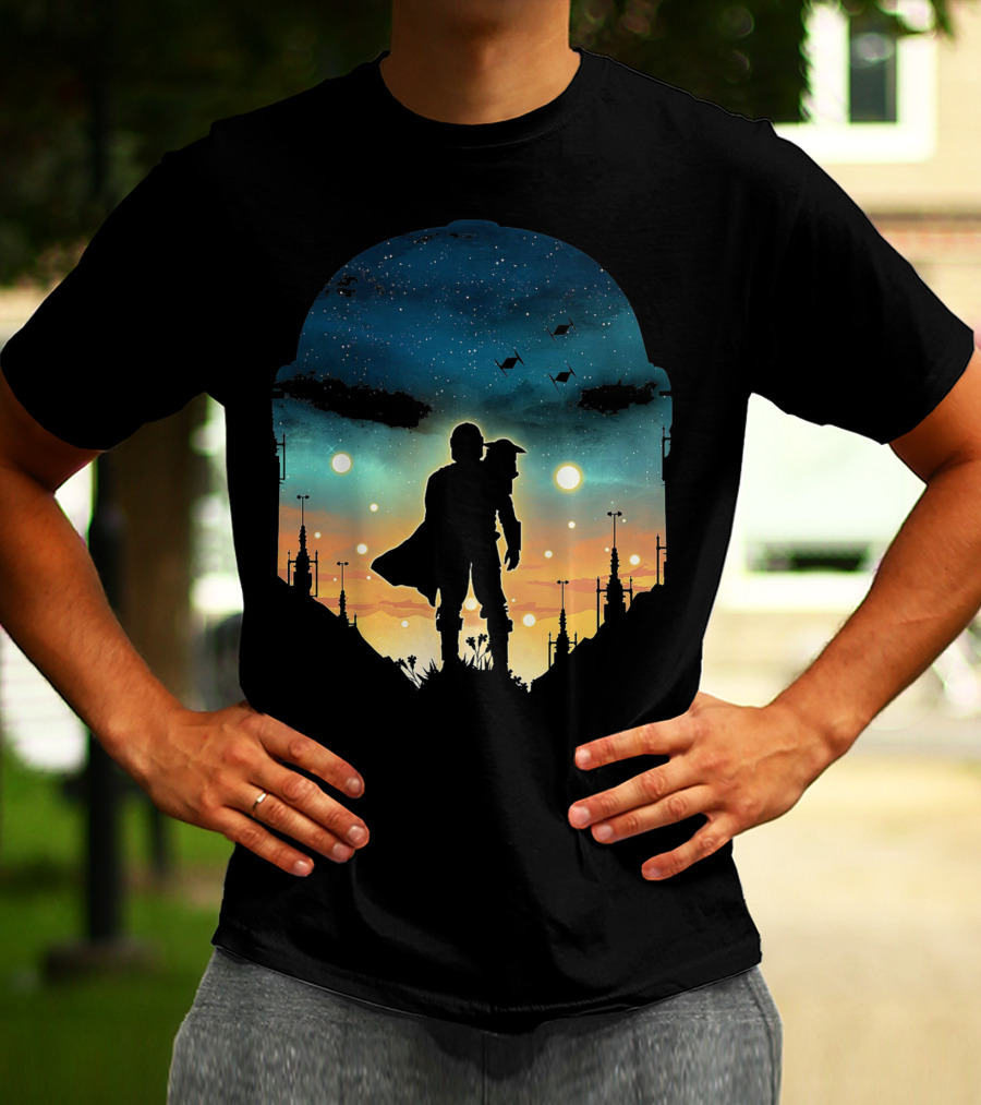 Only Today Lone Mandalorian Starry Sunset Adventure T-Shirt