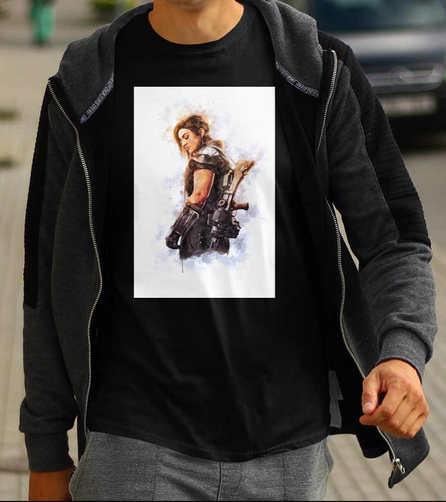 Only Today Watercolor Warrior Woman With Sword T-Shirt