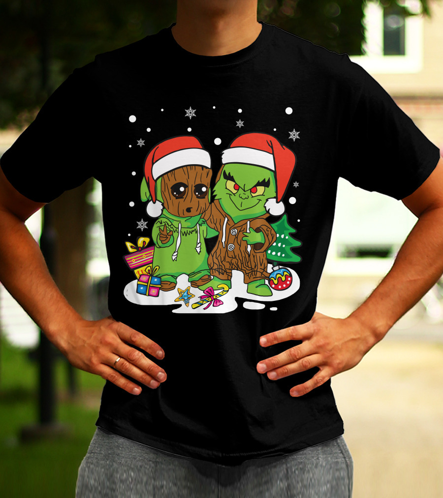 Only Today Christmas Tree Characters Santa Hats Snowflakes T-Shirt