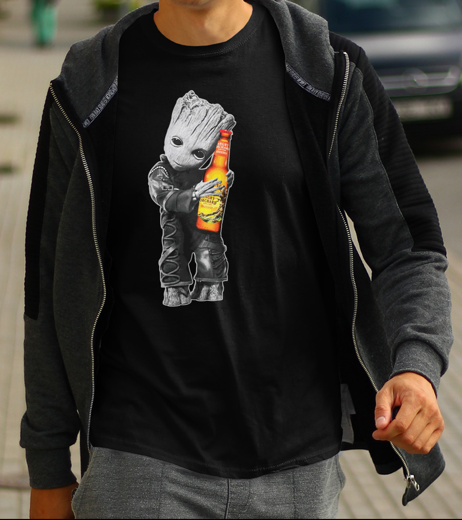Groot Hugging Angry Orchard Hard Cider Bottle Only Today T-Shirt