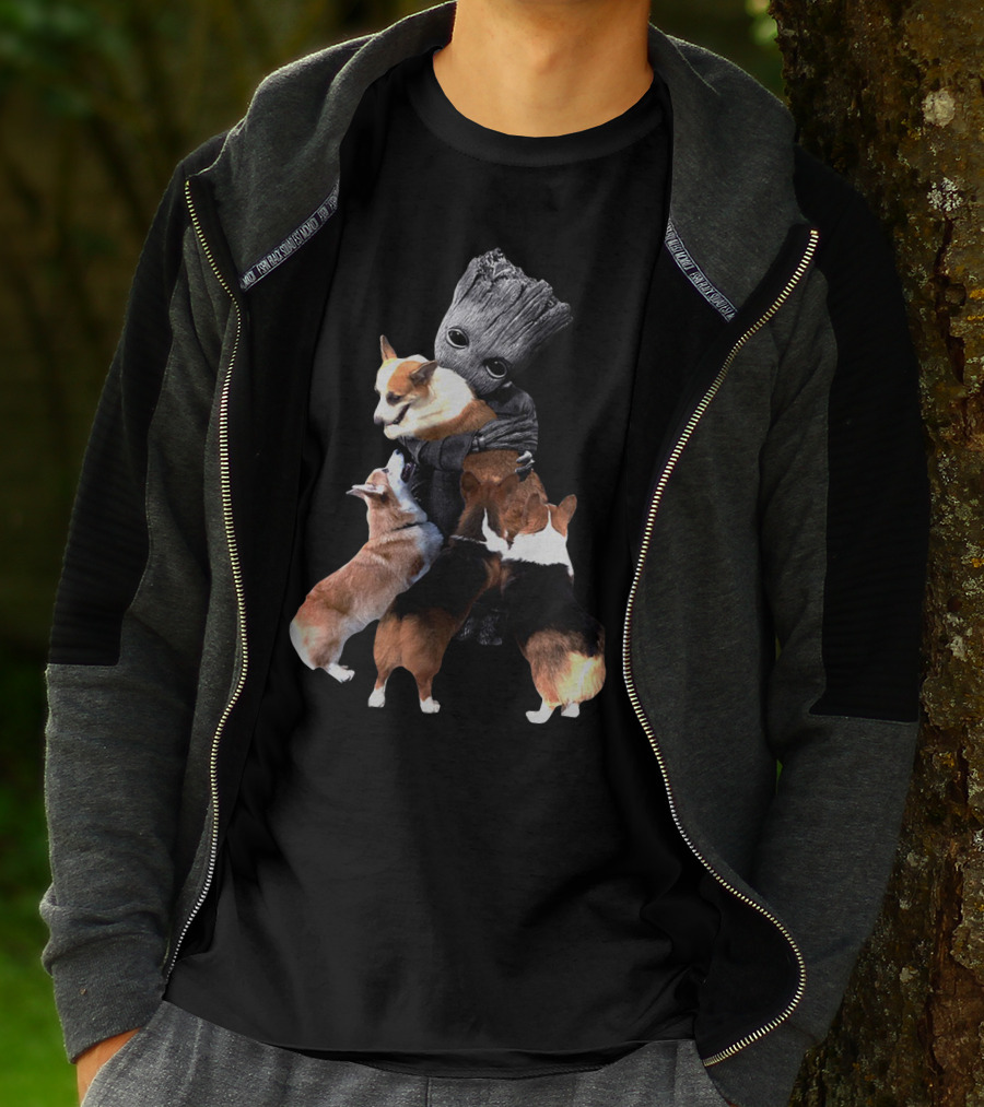 Only Today Groot Hugging Corgis T-Shirt