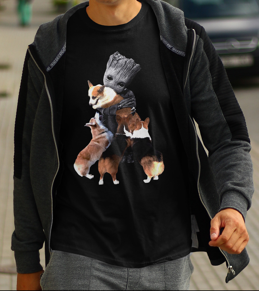 Only Today Groot Hugging Corgis T-Shirt