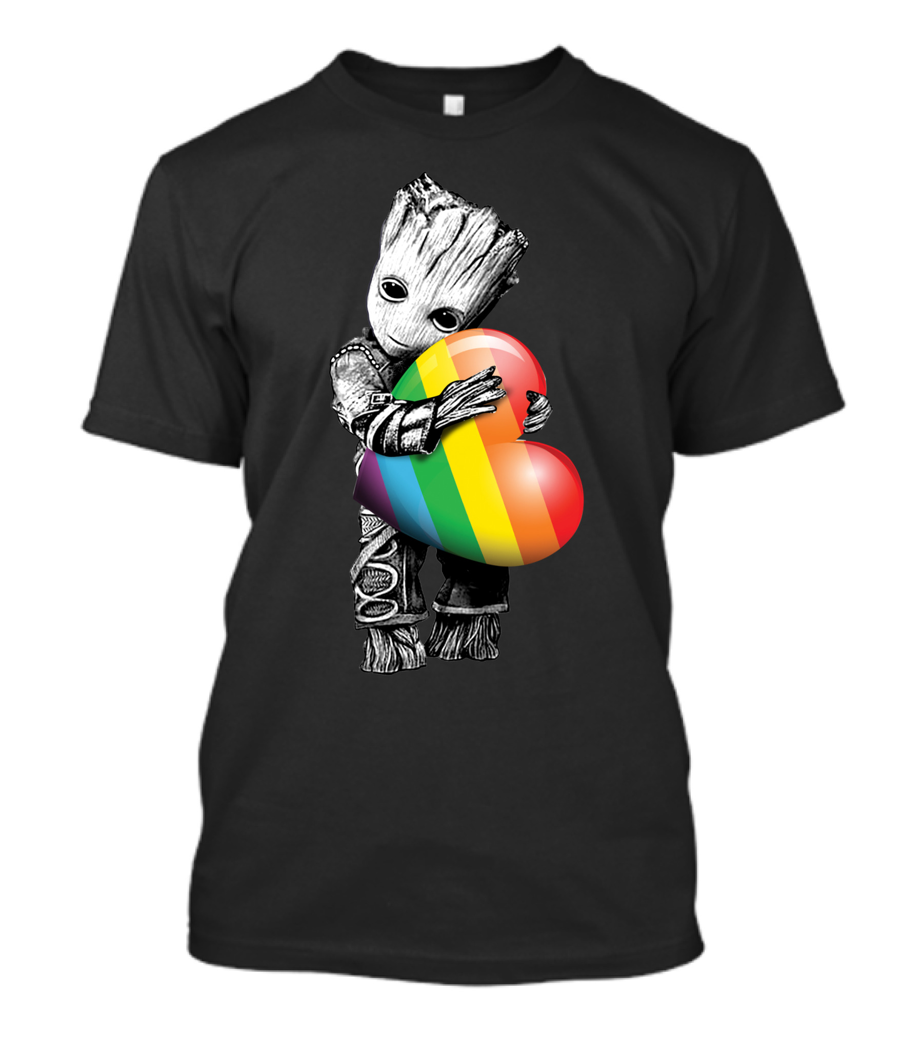 Only Today Cute Tree Creature Hugging Rainbow Heart T-Shirt