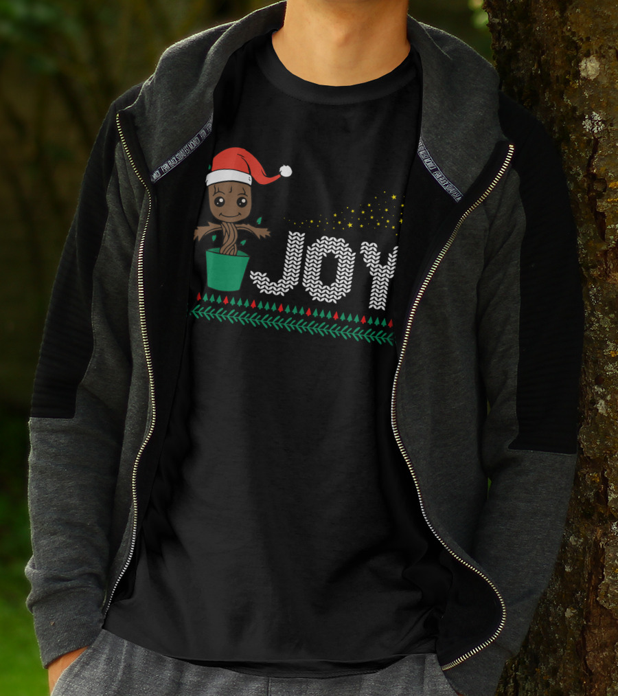 Joy Christmas Groot Santa Hat Holiday T-Shirt
