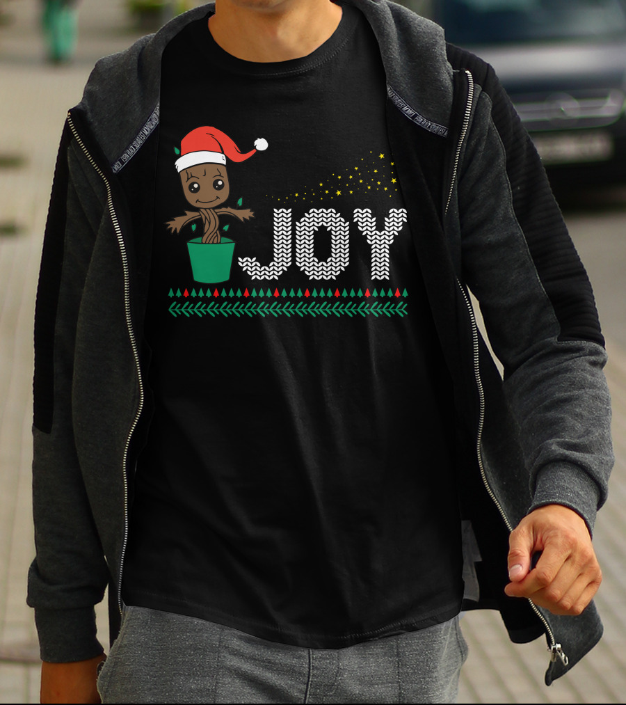 Joy Christmas Groot Santa Hat Holiday T-Shirt