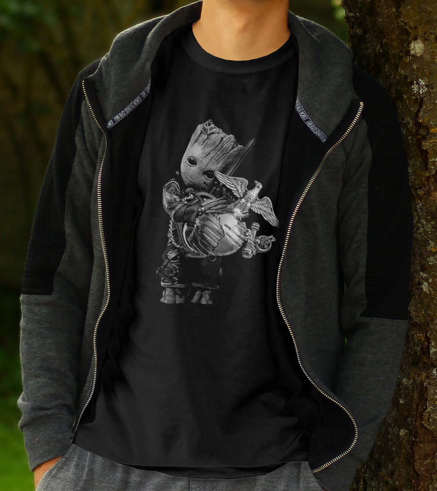 Only Today Groot Holding Usmc T-Shirt