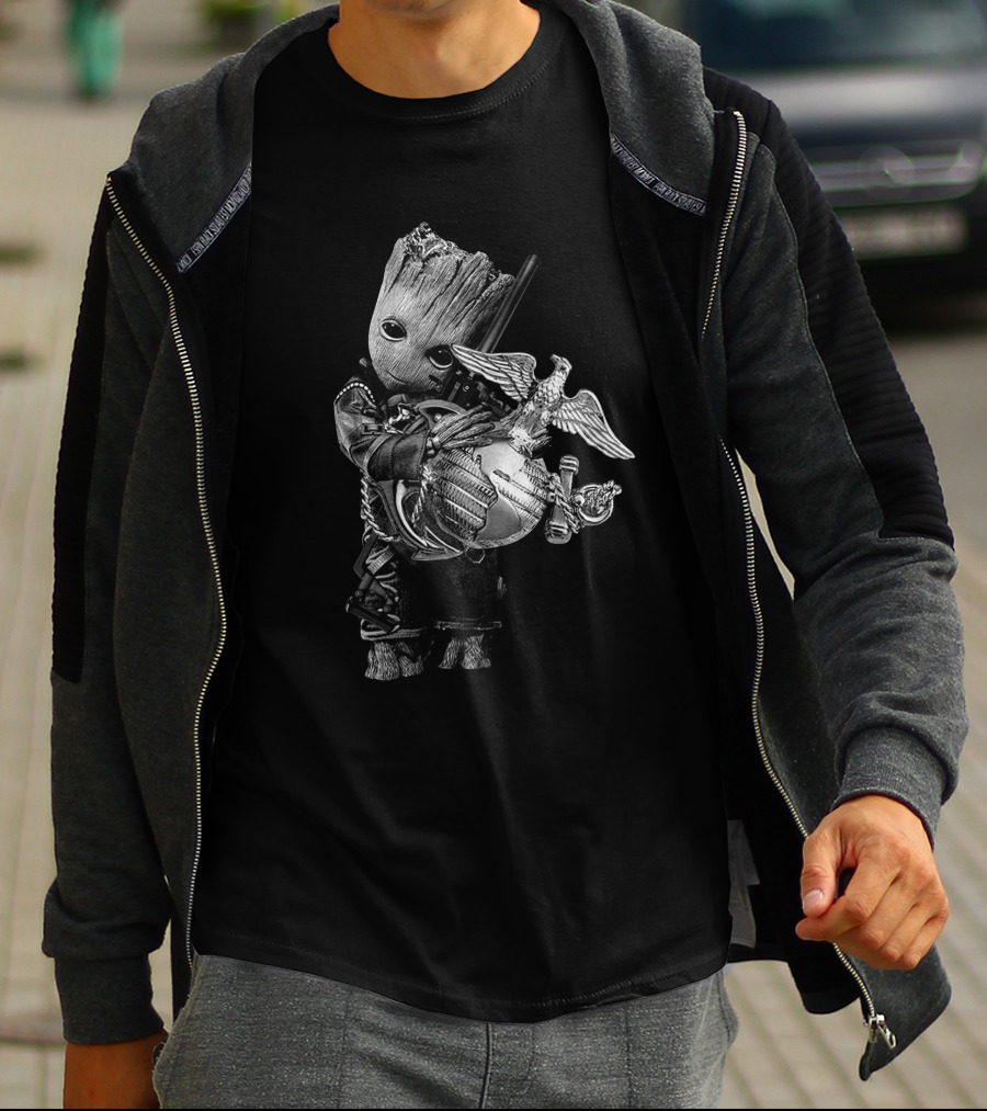 Only Today Groot Holding Usmc T-Shirt