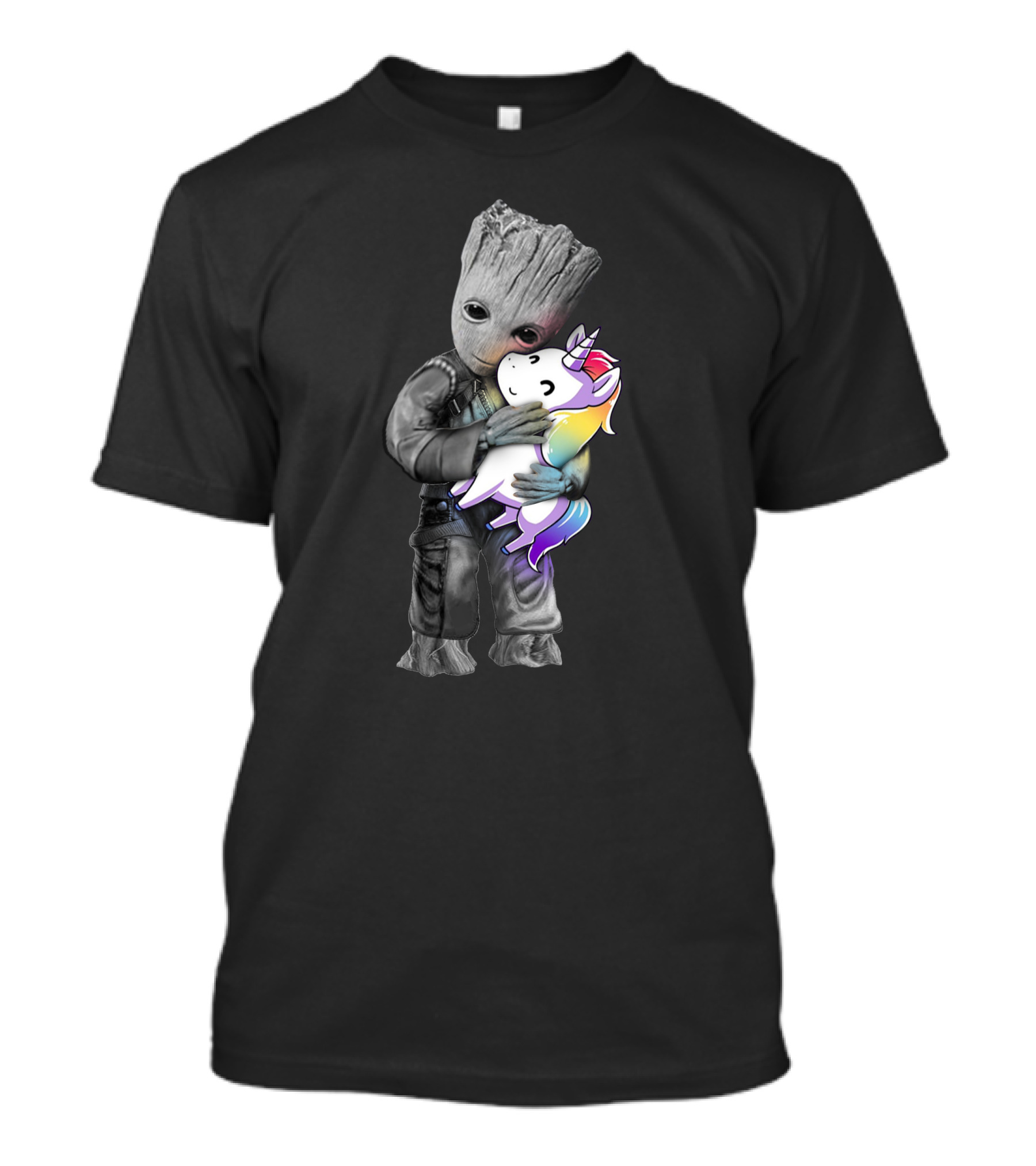 Only Today Groot Hugging Unicorn Rainbow T-Shirt