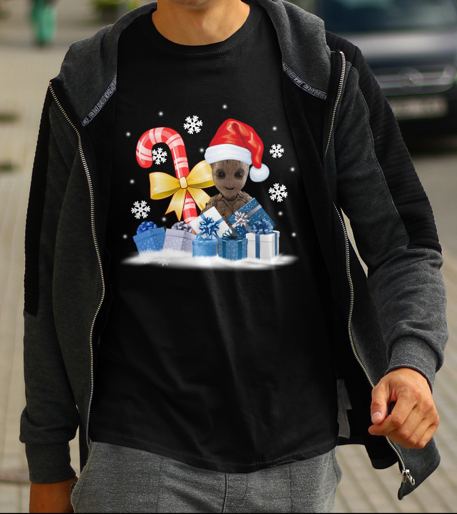 Only Today Christmas Groot Candy Cane Snowflakes T-Shirt