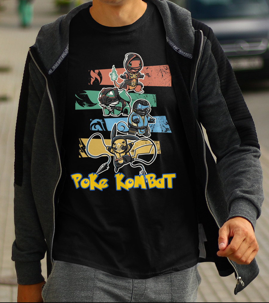 POKE KOMBAT Pokemon Mortal Kombat Crossover Characters In Action T-Shirt