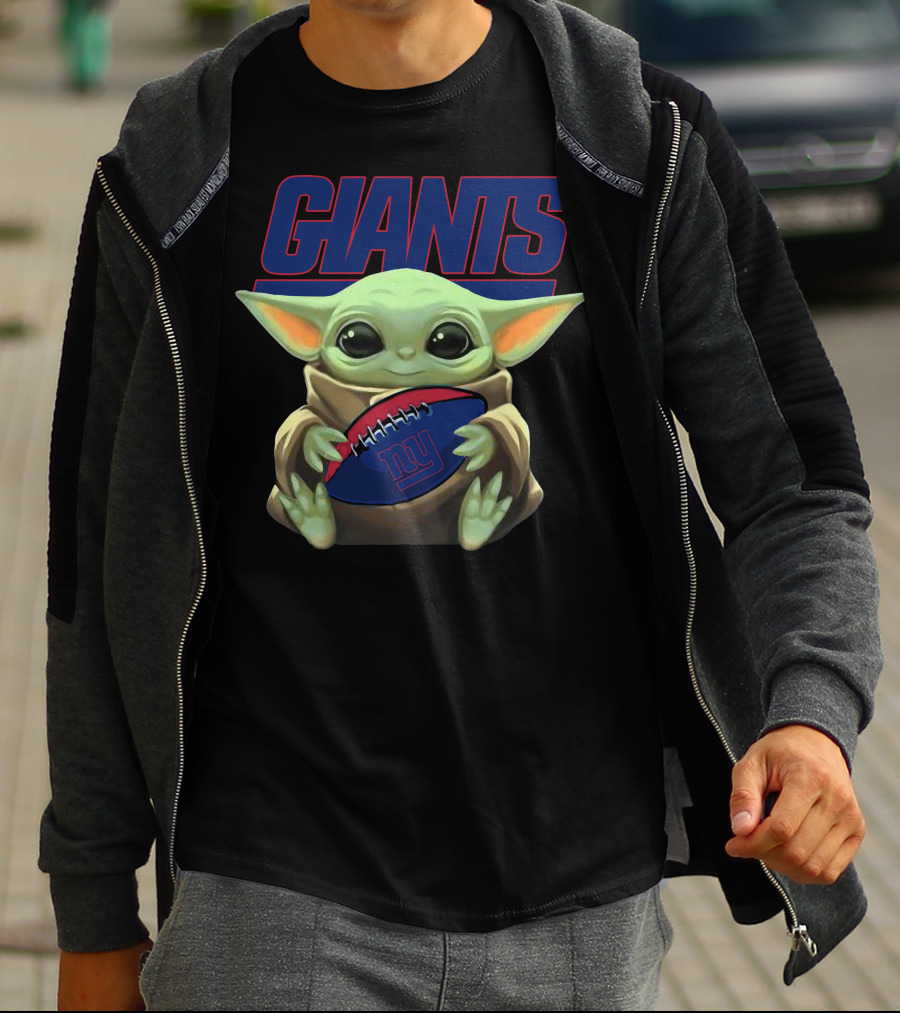 Giants Baby Yoda Football T-Shirt