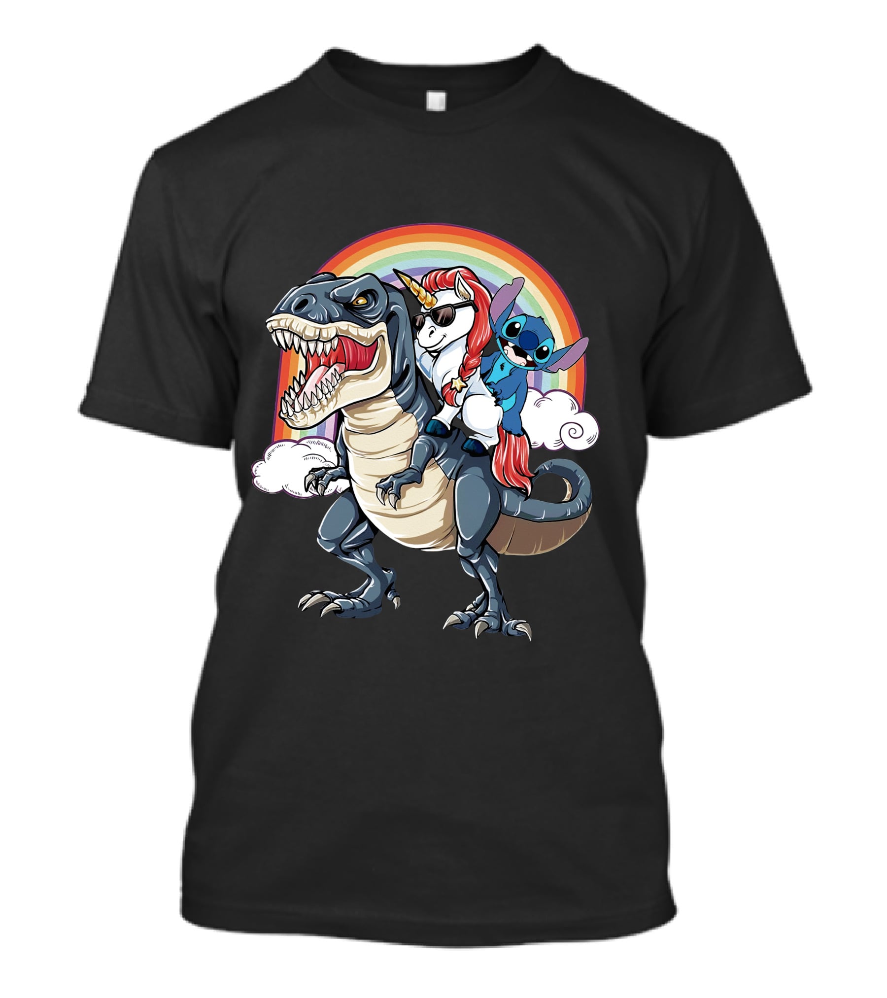 Stitch Riding T-Rex Unicorn T-Shirt
