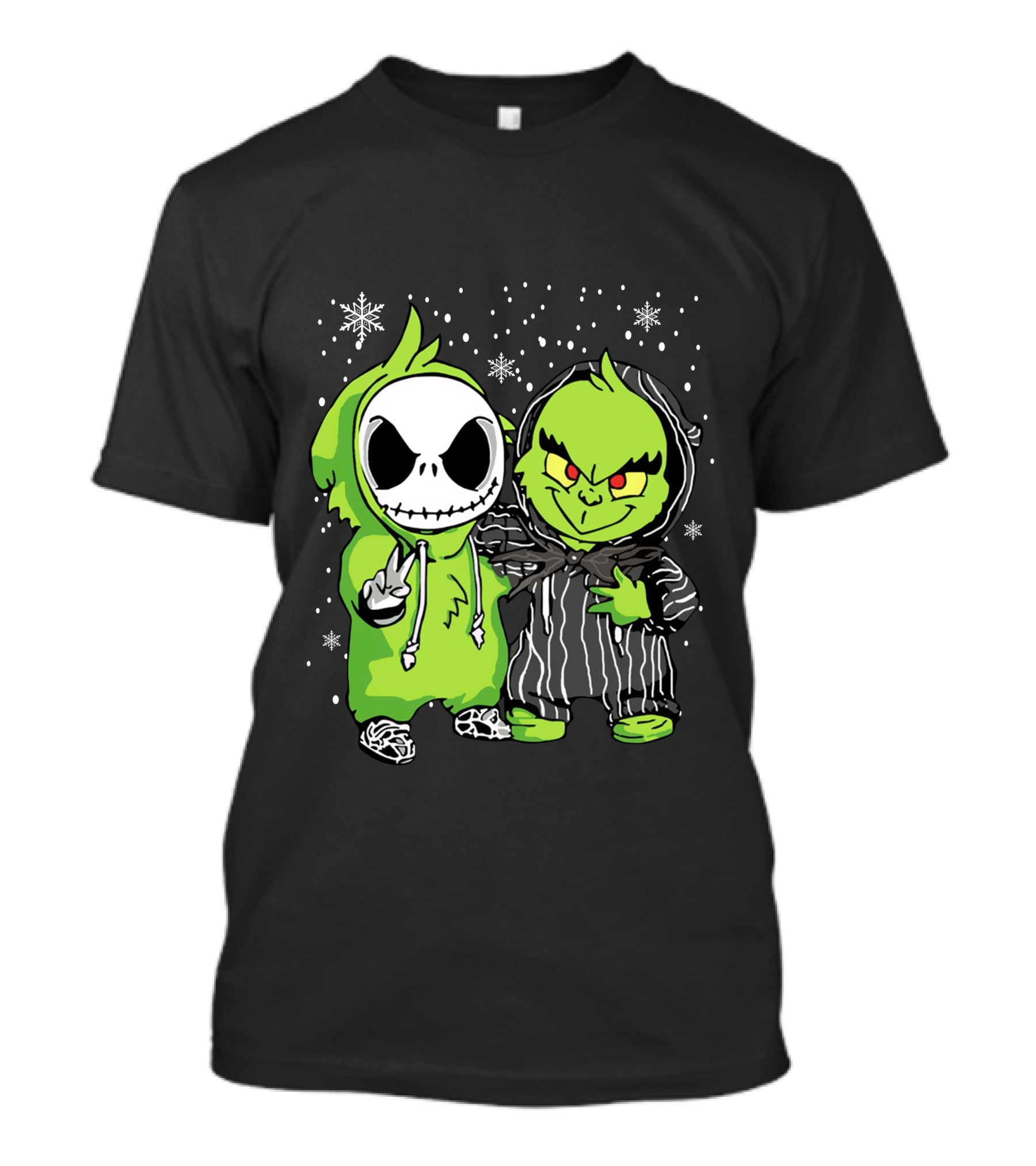 Grinch And Jack Snowy Night Characters T-Shirt