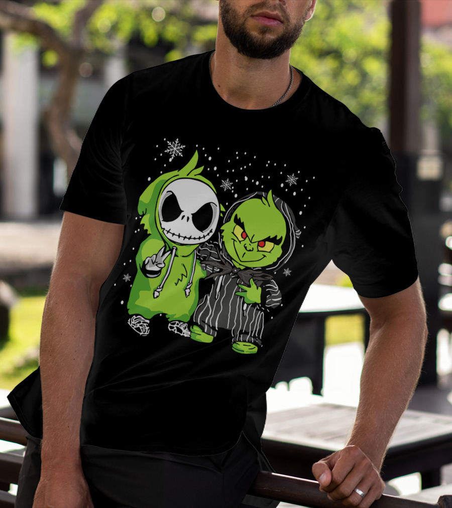 Grinch And Jack Snowy Night Characters T-Shirt