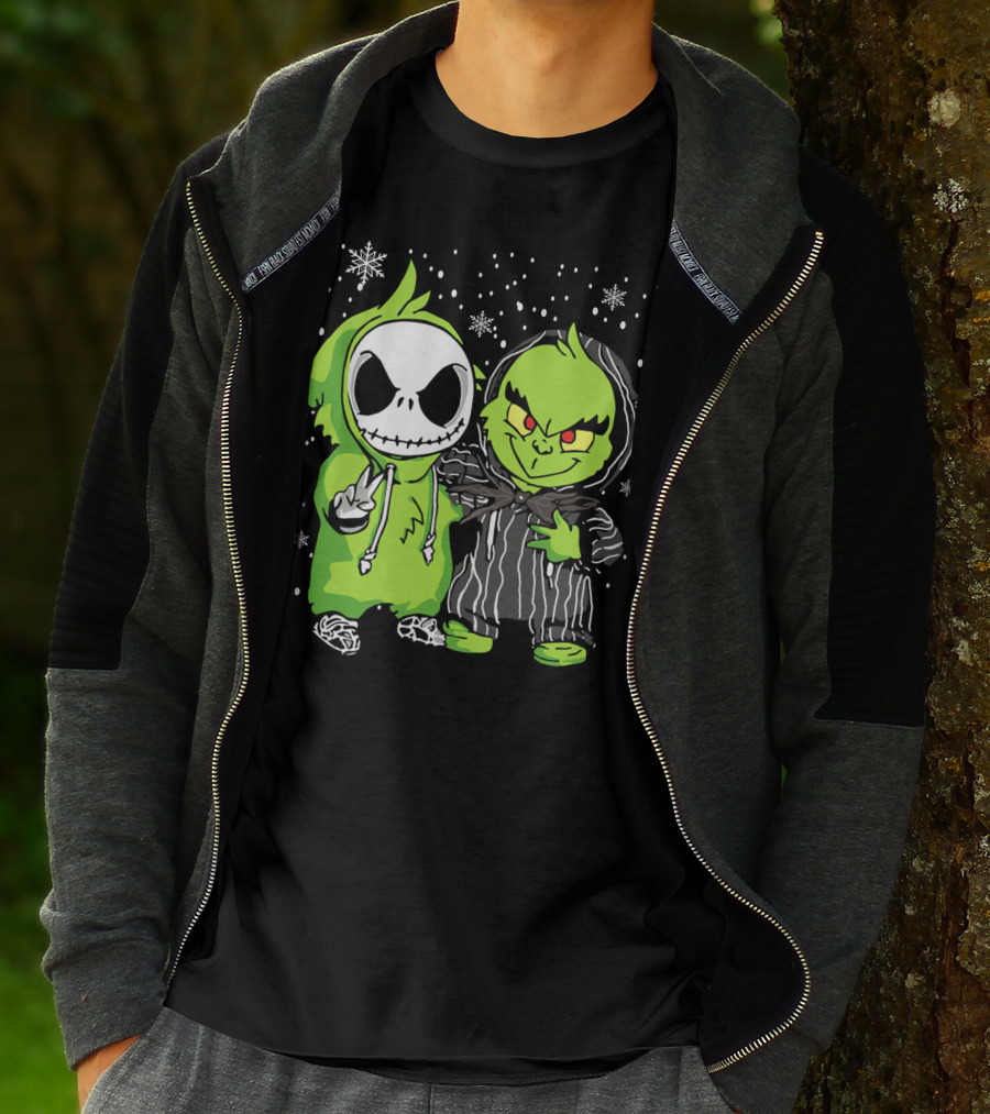 Grinch And Jack Snowy Night Characters T-Shirt