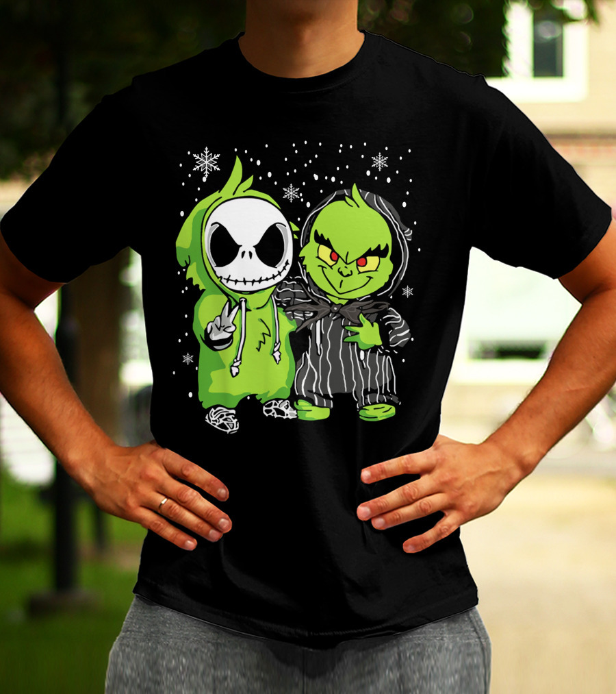 Grinch And Jack Snowy Night Characters T-Shirt