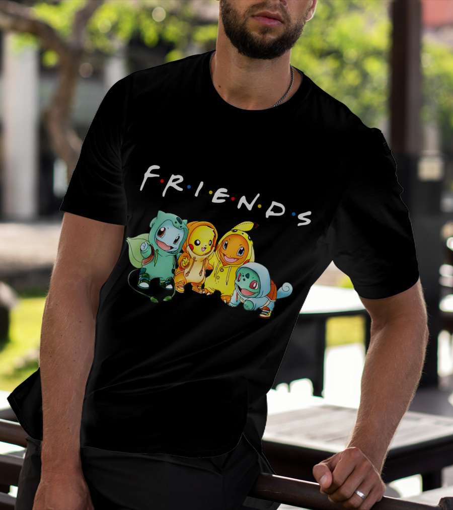FRIENDS Pikachu ZN443 Bulbasaur Charmander Squirtle T-Shirt